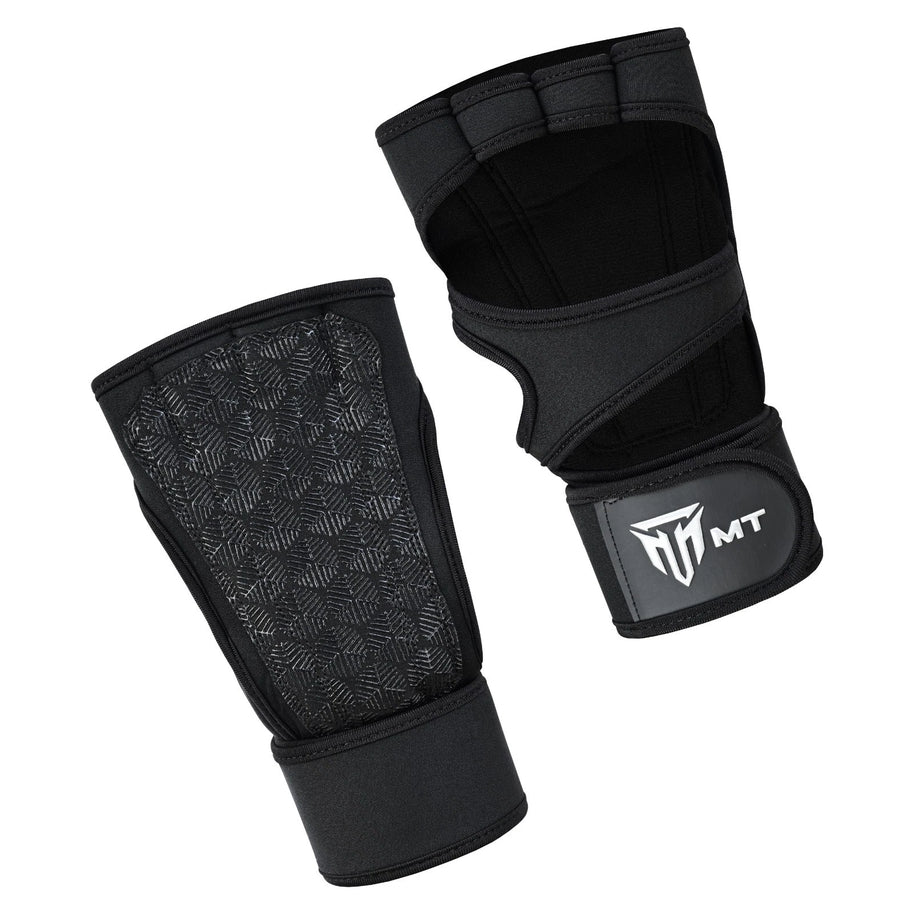 MT Fitness Gym Gloves with Wrist Wraps – Non Slip Neoprene Workout Gloves