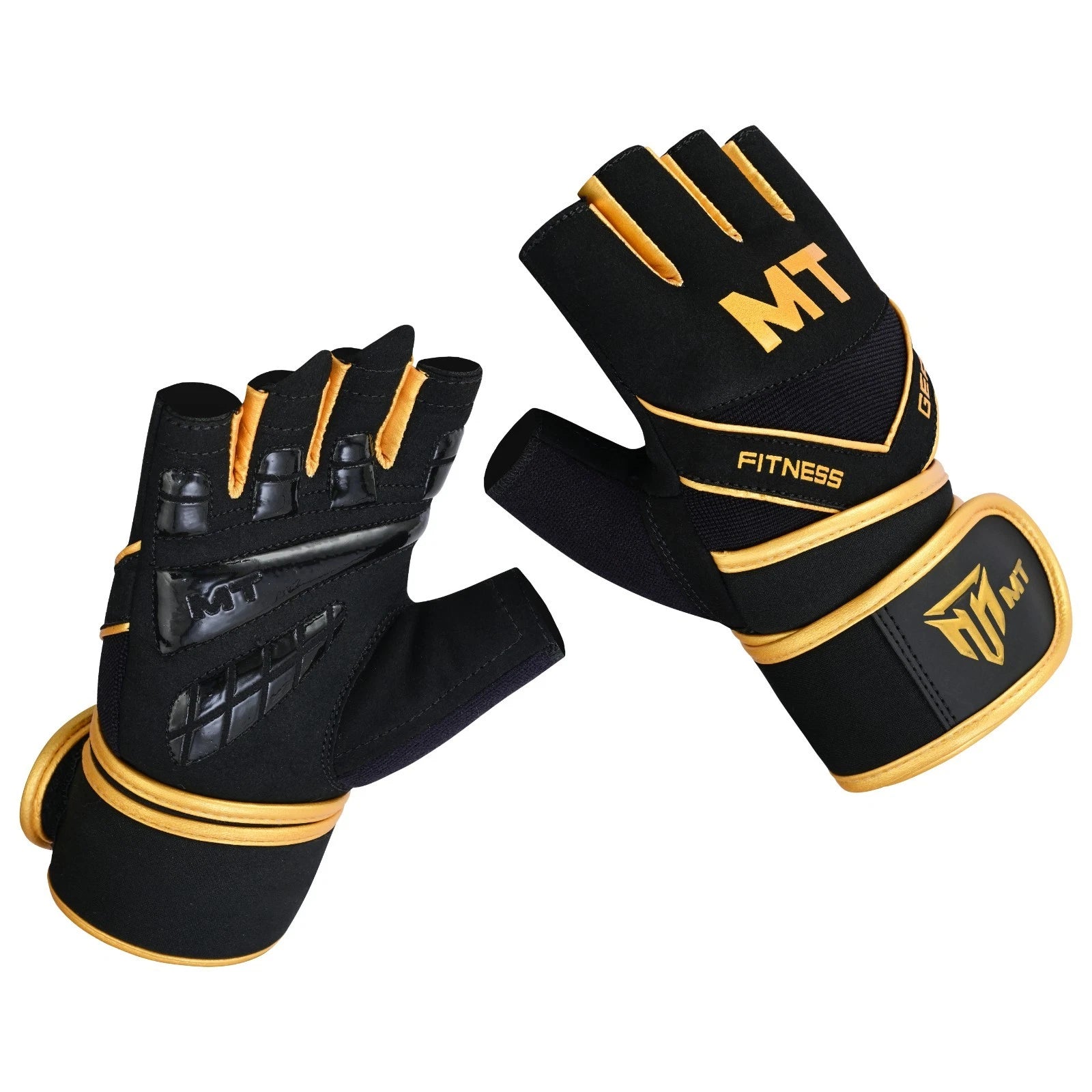 MT Gym Gloves Leather Padded Fitness Wrist Wrap Weightlifting MMA Style Workout