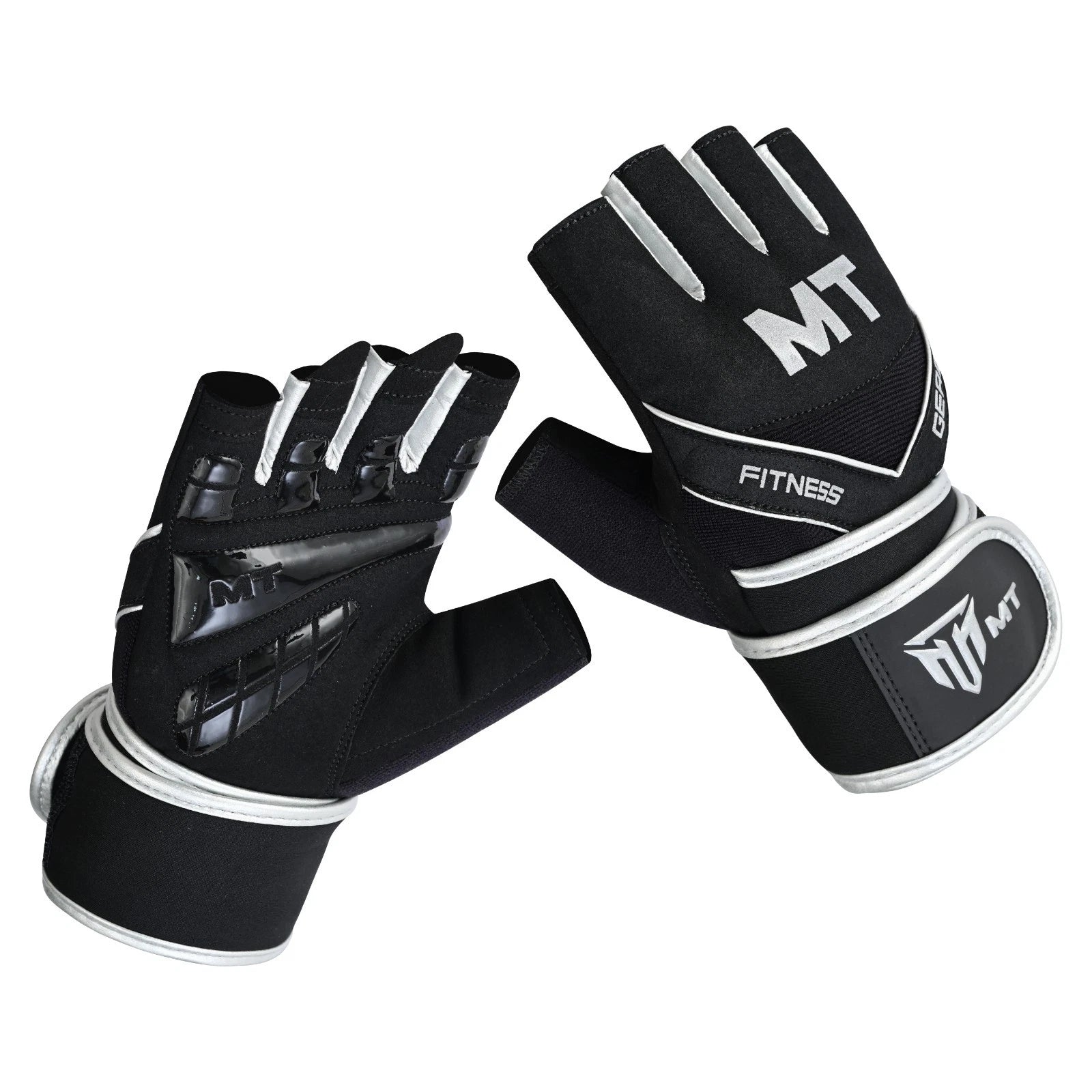 MT Gym Gloves Leather Padded Fitness Wrist Wrap Weightlifting MMA Style Workout