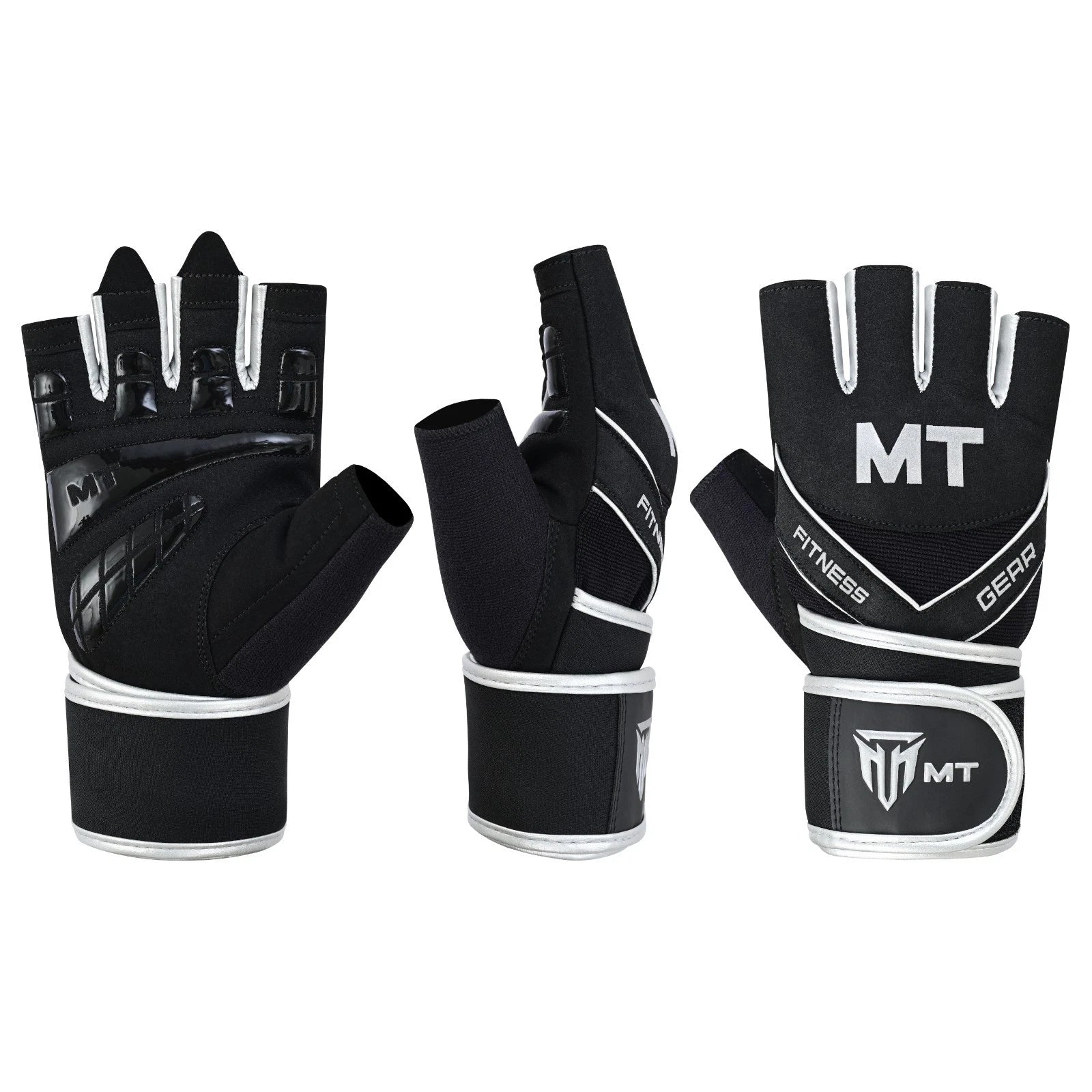 MT Gym Gloves Leather Padded Fitness Wrist Wrap Weightlifting MMA Style Workout