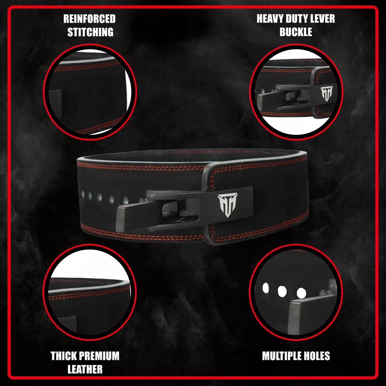 MT 10mm Genuine Leather Lever Belt | Premium Powerlifting & Weightlifting Gym Belt for Men & Women