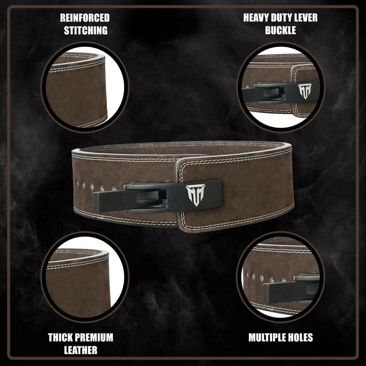 MT 10mm Genuine Leather Lever Belt | Premium Powerlifting & Weightlifting Gym Belt for Men & Women