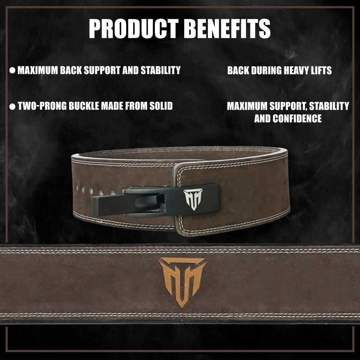 MT 10mm Genuine Leather Lever Belt | Premium Powerlifting & Weightlifting Gym Belt for Men & Women