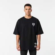 Men Women Drop Shoulder Gym Black Tee By MT