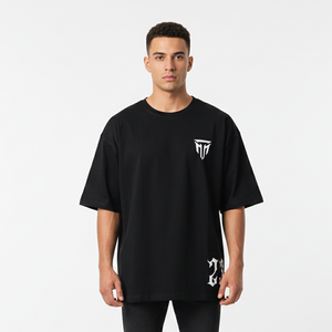 Men Women Drop Shoulder Gym Black Tee By MT