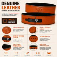 MT 13mm Genuine Leather Lever Belt | Powerlifting & Weightlifting Gym Belt for Men & Women