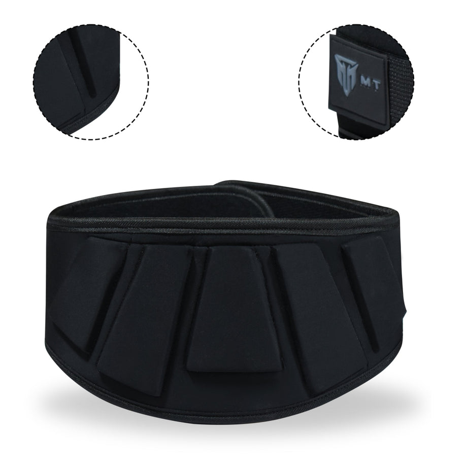 MT 6 inch Curved Weightlifting Belt - Padded Wide Back Support Gym Belt