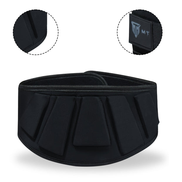 MT 6 inch Curved Weightlifting Belt - Padded Wide Back Support Gym Belt