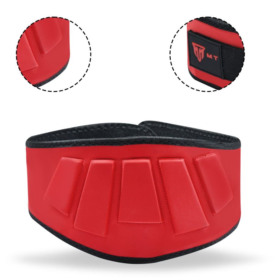 MT 6 inch Curved Weightlifting Belt - Padded Wide Back Support Gym Belt