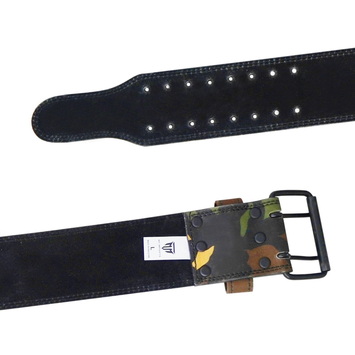 MT 10mm Powerlifting Leather Belt | Carbon Fiber Padded Back Support for Squats, Deadlifts & Gym