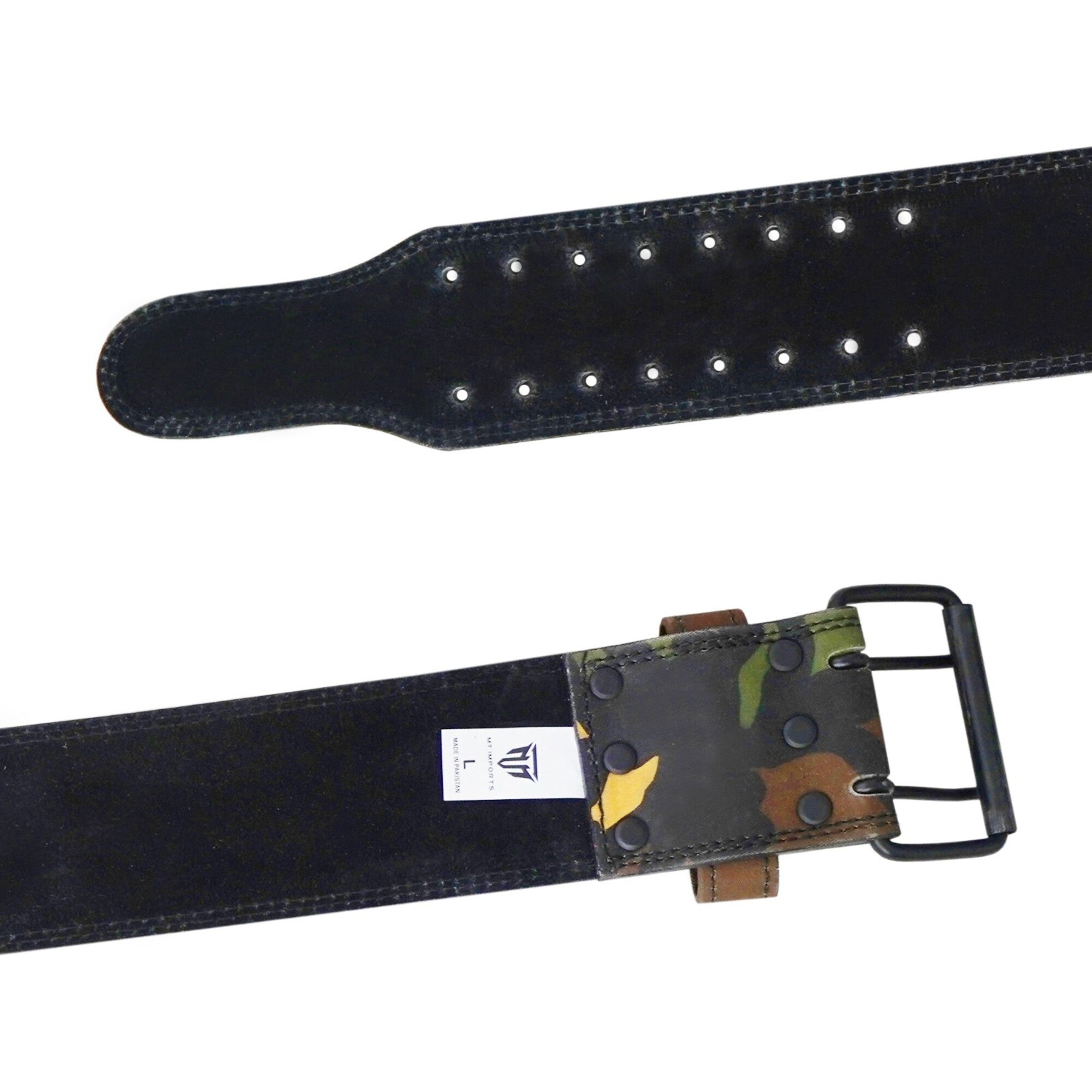 MT 10mm Powerlifting Leather Belt | Carbon Fiber Padded Back Support for Squats, Deadlifts & Gym