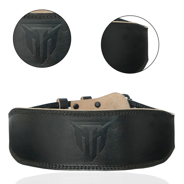 MT 4" Leather Weight Lifting Belt | Premium Back Support for Squats, Deadlifts & Powerlifting