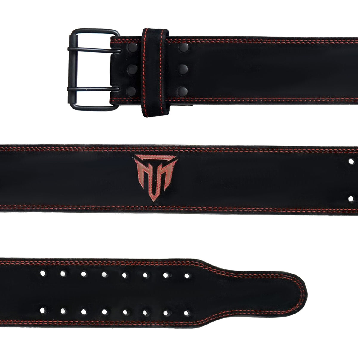 MT 10mm Powerlifting Leather Belt | Carbon Fiber Padded Back Support for Squats, Deadlifts & Gym