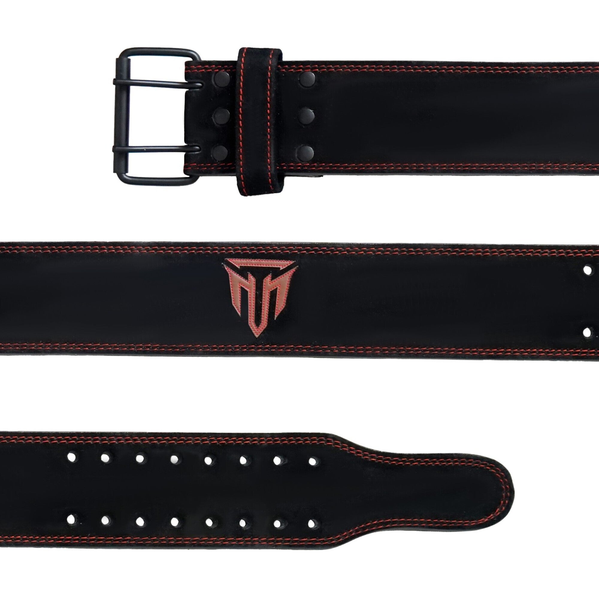 MT 10mm Powerlifting Leather Belt | Carbon Fiber Padded Back Support for Squats, Deadlifts & Gym