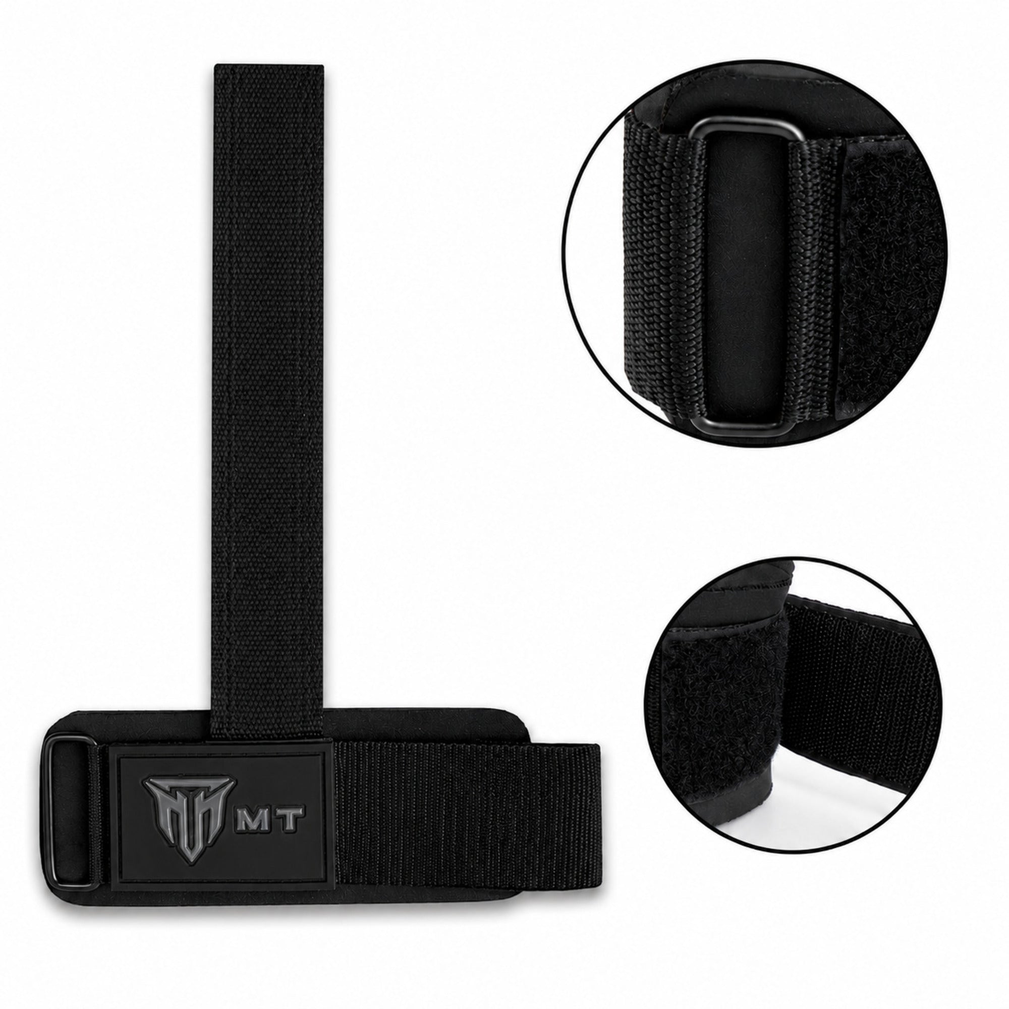 MT Pro weightlifting strap in black, angle view 3