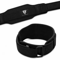 MT weightlifting padding belt in black, angle view 4