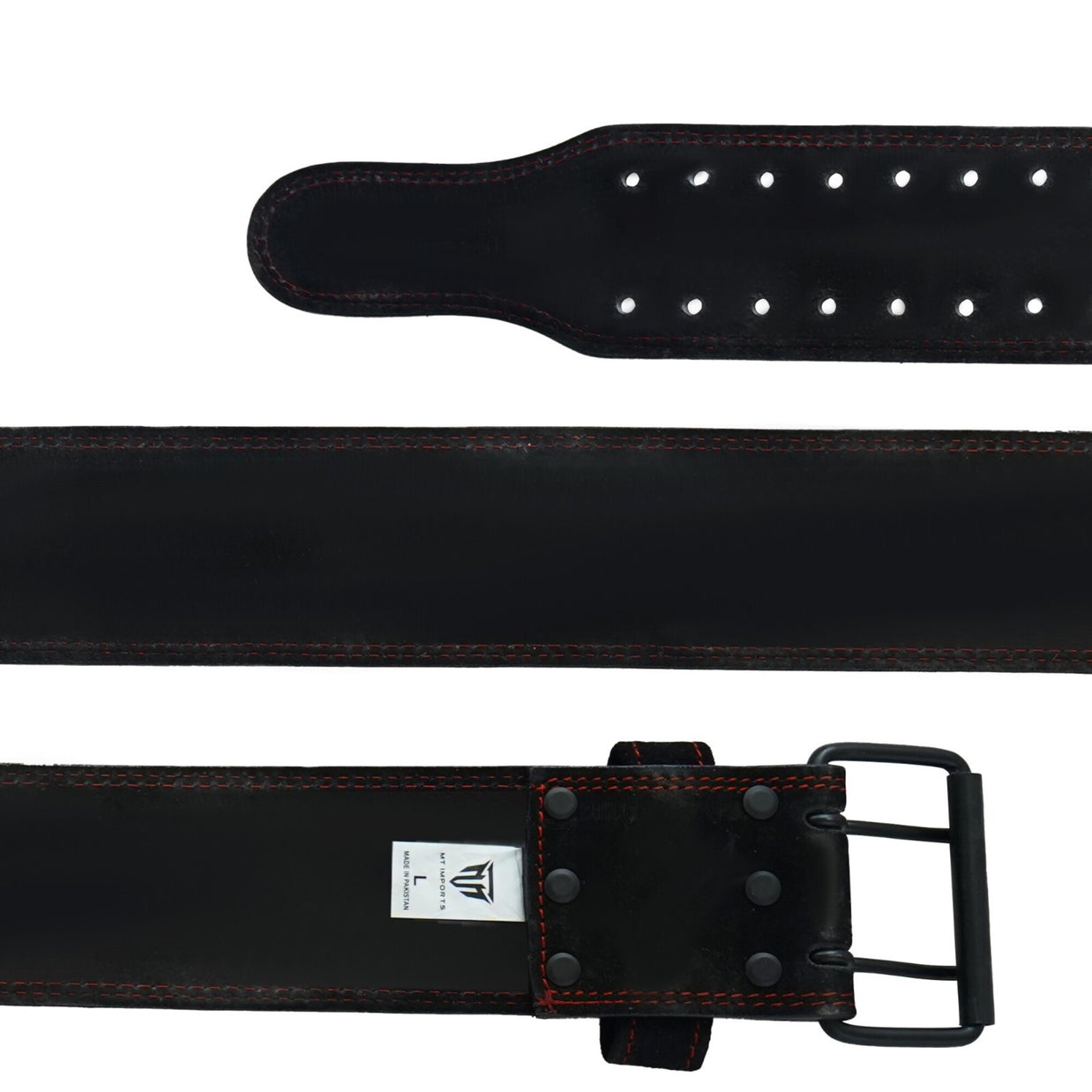 MT 10mm Powerlifting Leather Belt | Carbon Fiber Padded Back Support for Squats, Deadlifts & Gym