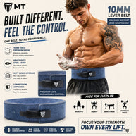 MT 10mm Genuine Leather Lever Belt | Premium Powerlifting & Weightlifting Gym Belt for Men & Women