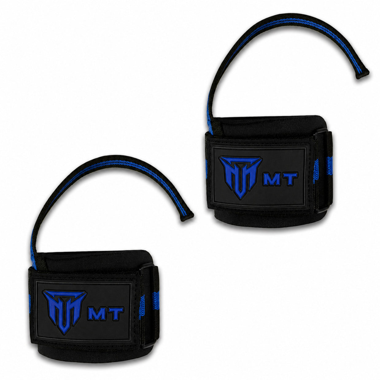 MT Pro weightlifting strap in blue, front view