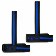 MT Pro weightlifting strap in blue, angle view 2