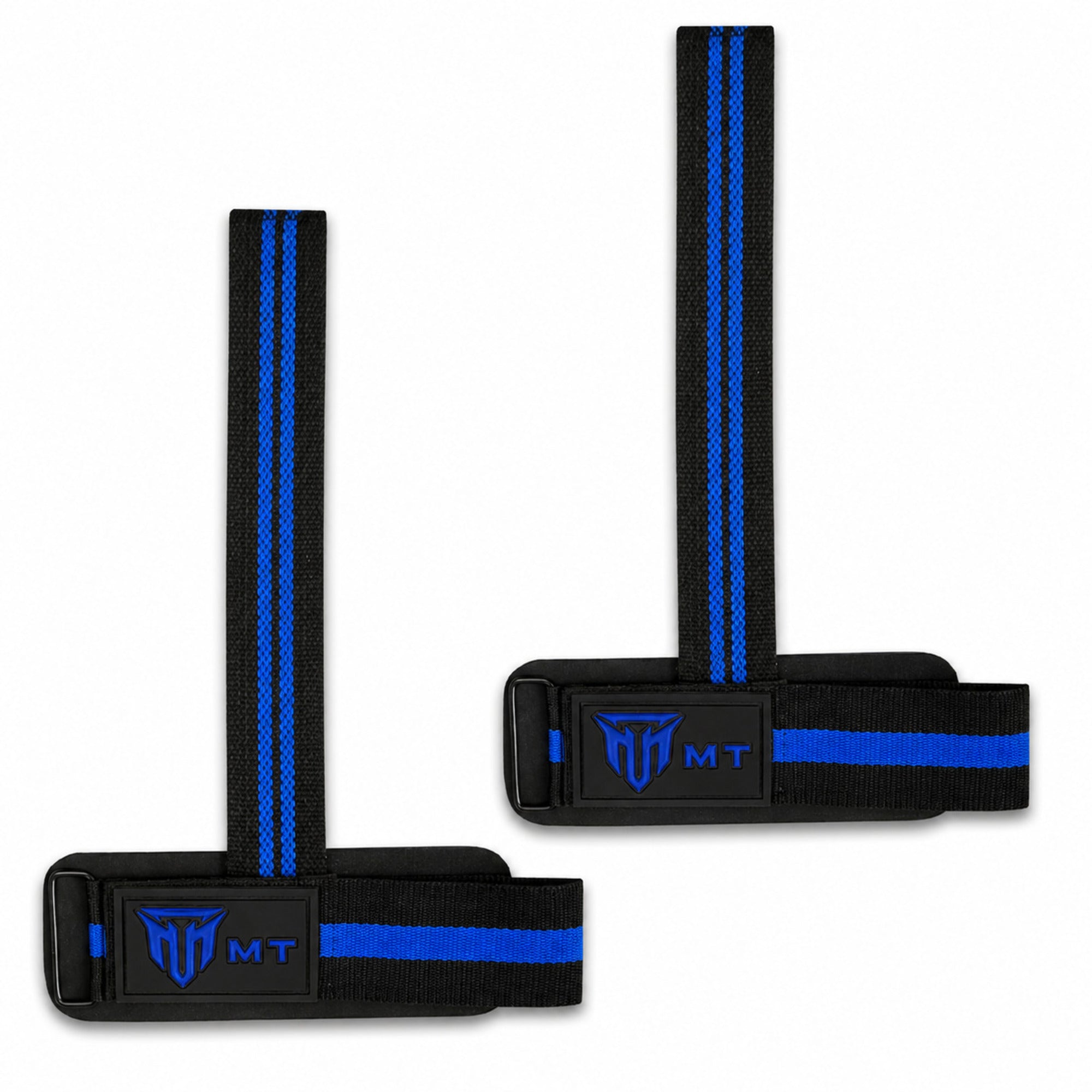 MT Pro weightlifting strap in blue, angle view 2