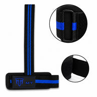 MT Pro weightlifting strap in blue, angle view 3
