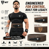 MT 10mm Genuine Leather Lever Belt | Premium Powerlifting & Weightlifting Gym Belt for Men & Women
