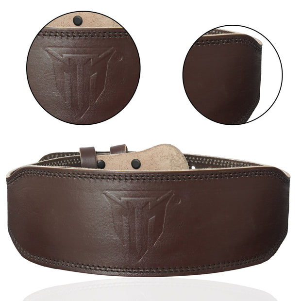MT 4" Leather Weight Lifting Belt | Premium Back Support for Squats, Deadlifts & Powerlifting