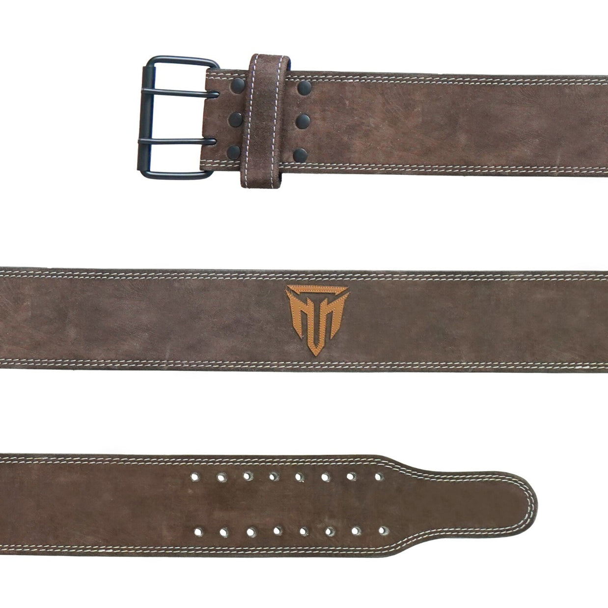 MT 10mm Powerlifting Leather Belt | Carbon Fiber Padded Back Support for Squats, Deadlifts & Gym