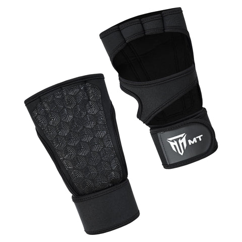MT Neoprene Gym Gloves with Wrist Wrap | Non-Slip Silicone Grip Fitness Gloves for Men & Women