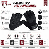 MT leather gym gloves, detail view 3