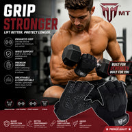 MT leather gym gloves, detail view 2
