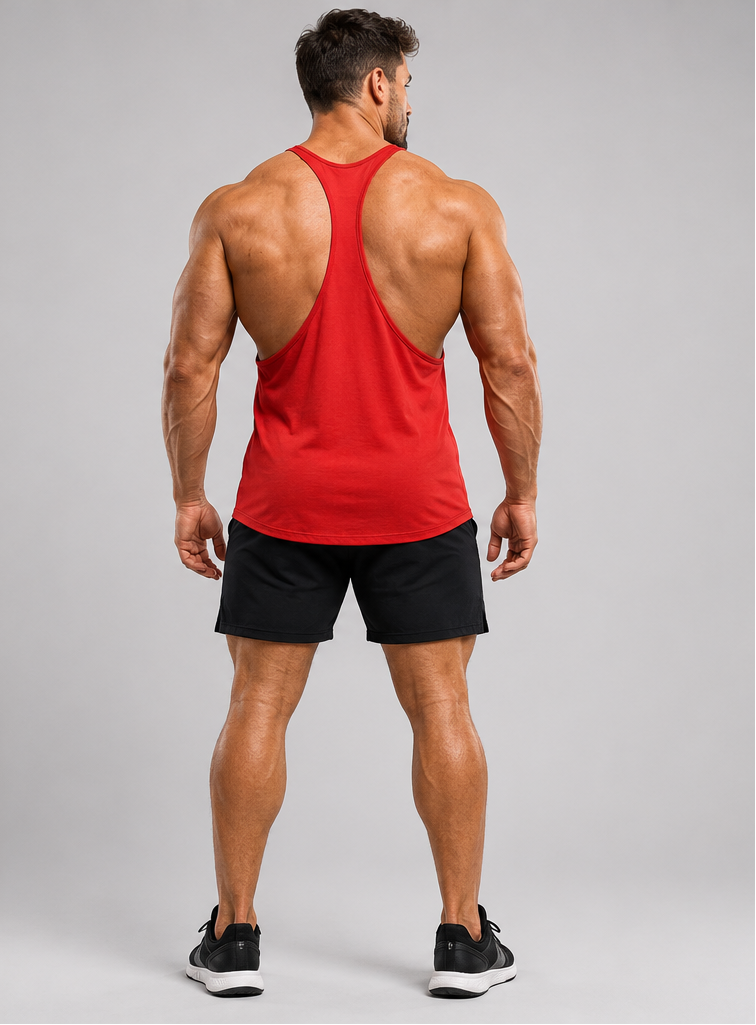 MT red top tank, front view 2