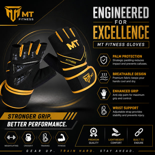 MT Master Gym Gloves | Premium Suede Leather & Neoprene Weightlifting Gloves for Men & Women