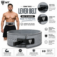 MT 10mm Genuine Leather Lever Belt | Premium Powerlifting & Weightlifting Gym Belt for Men & Women