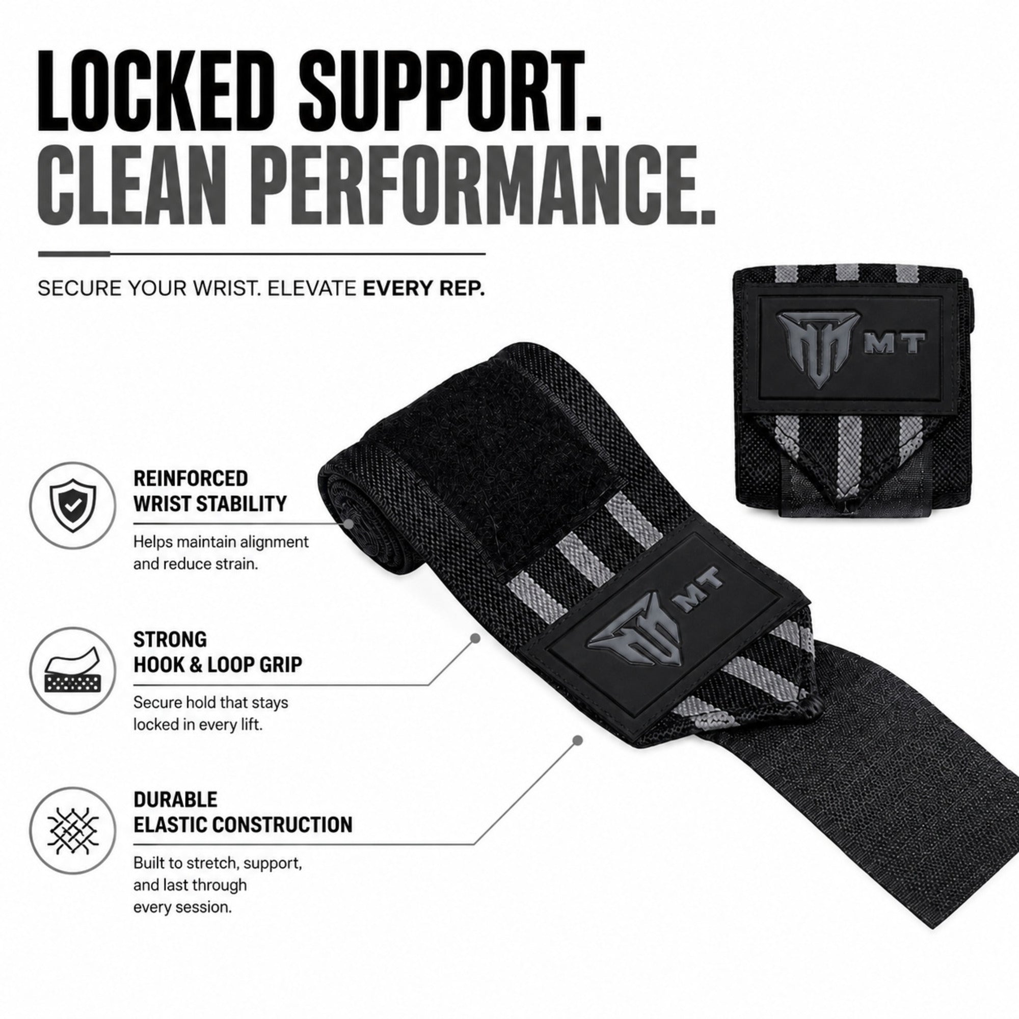 MT Ultimate Beast Wrist Wraps | Heavy-Duty Support for Powerlifting, Bench Press & CrossFit