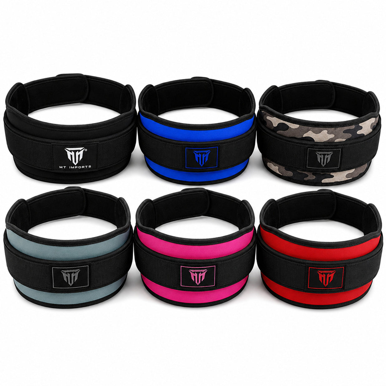 MT weightlifting padding belt, group photo of all colors