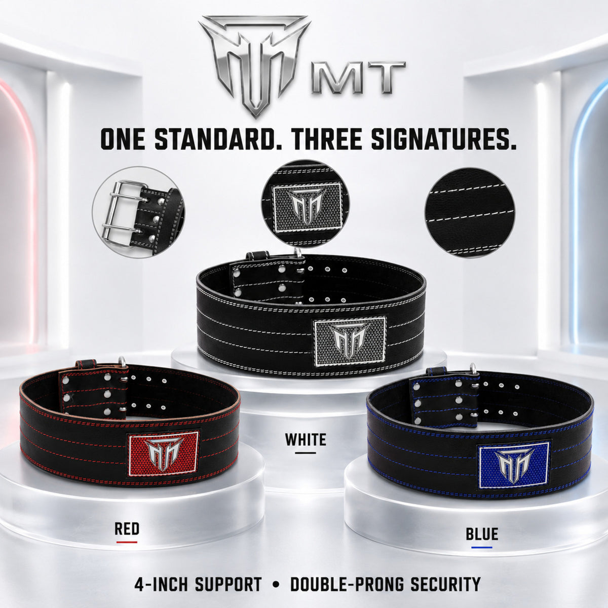 MT Pro Powerlifter Belt | Premium Leather Back Support for Weightlifting, Squats & Deadlifts