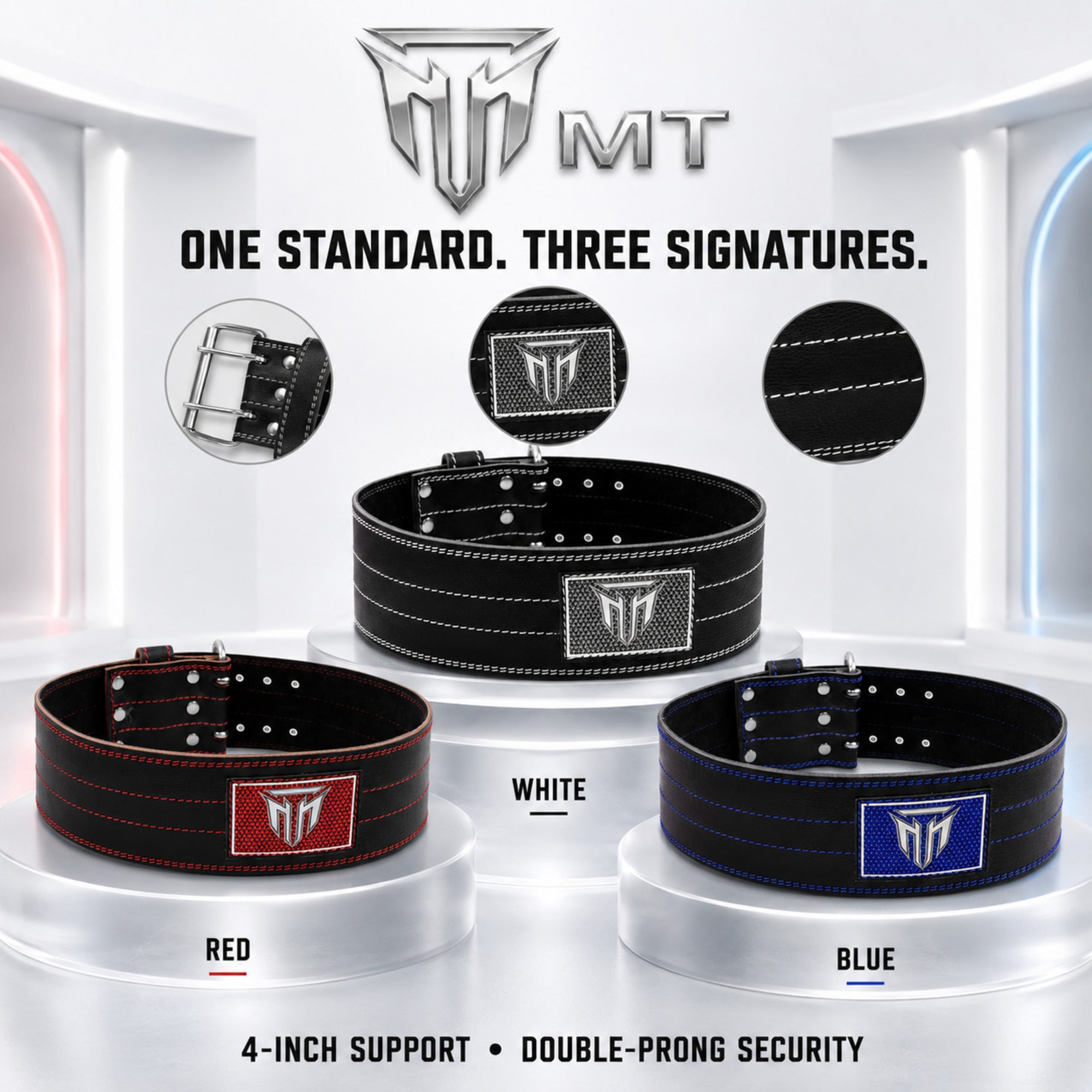 MT Pro Powerlifter Belt | Premium Leather Back Support for Weightlifting, Squats & Deadlifts