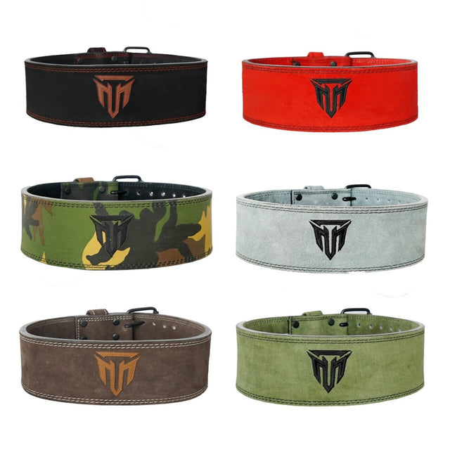 MT 10mm Powerlifting Leather Belt | Carbon Fiber Padded Back Support for Squats, Deadlifts & Gym