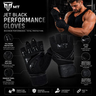 MT Master gym gloves in jet black, front view