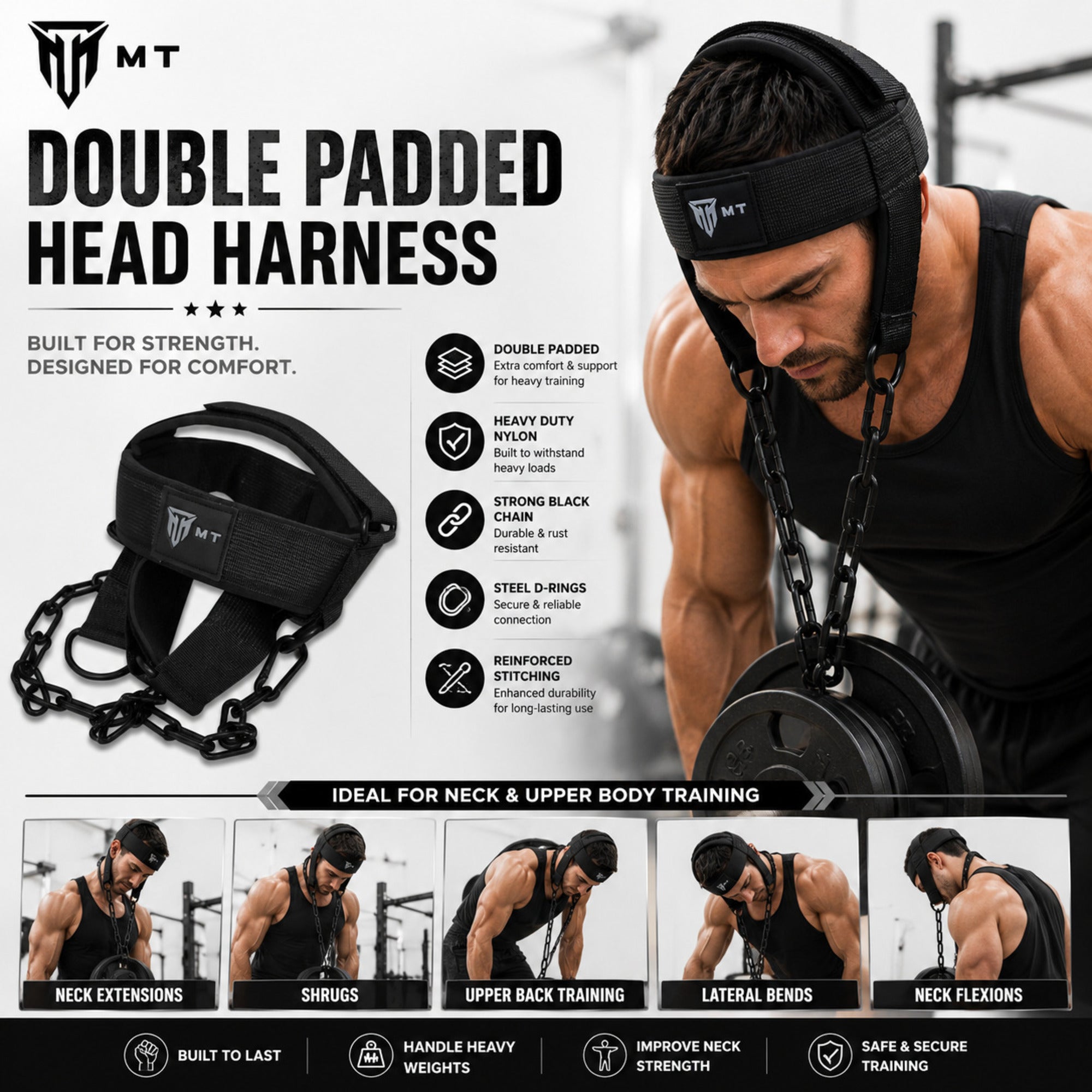 MT double padded neck harness worn by model