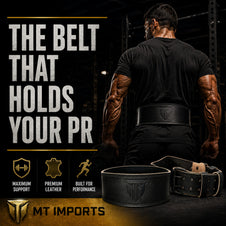 MT 4" Leather Weight Lifting Belt | Premium Back Support for Squats, Deadlifts & Powerlifting