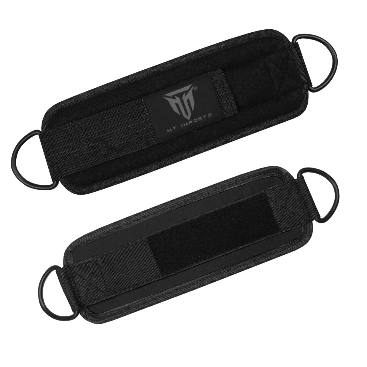 MT neoprene D-ring ankle strap in black, front view