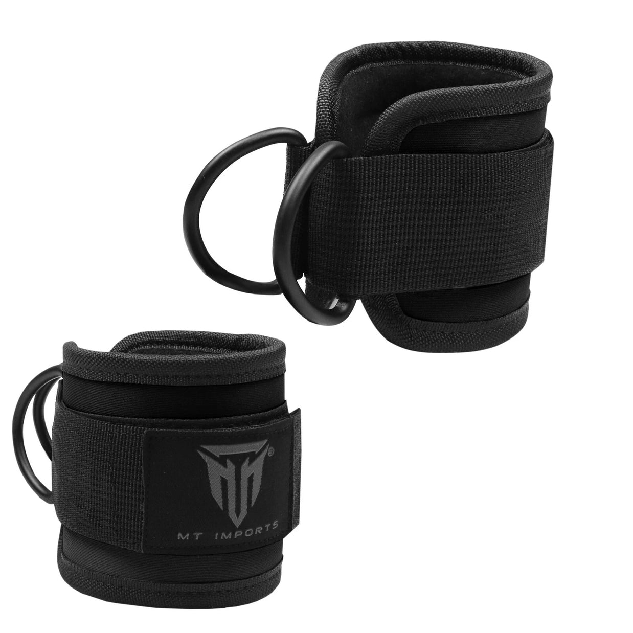MT neoprene D-ring ankle strap in black, side view