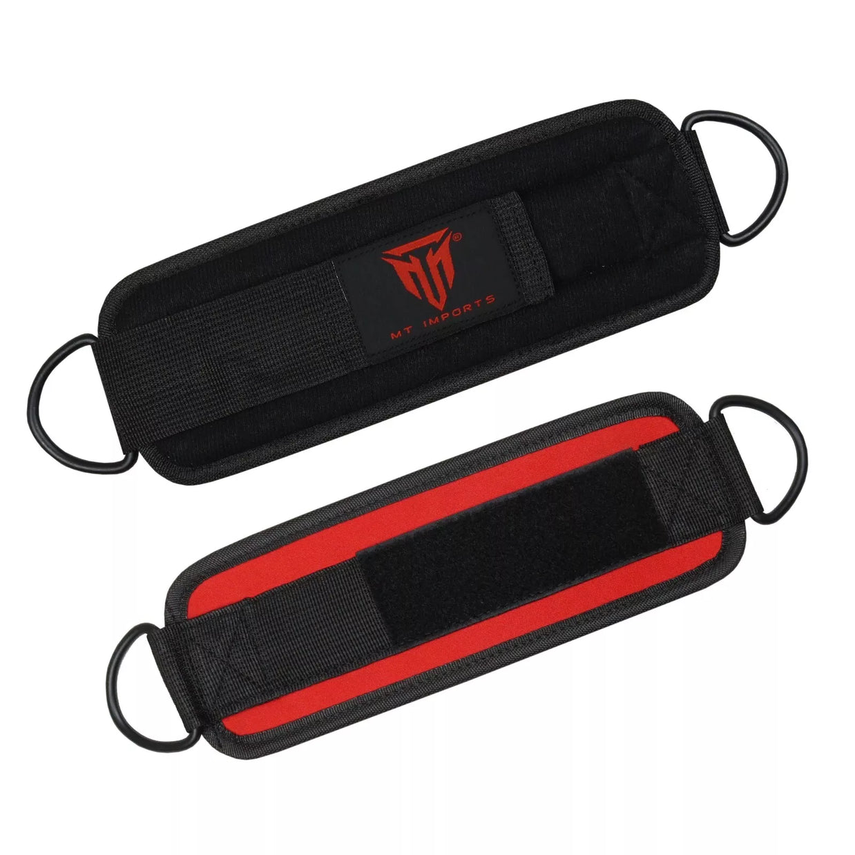 MT neoprene D-ring ankle strap in red for glute kickbacks