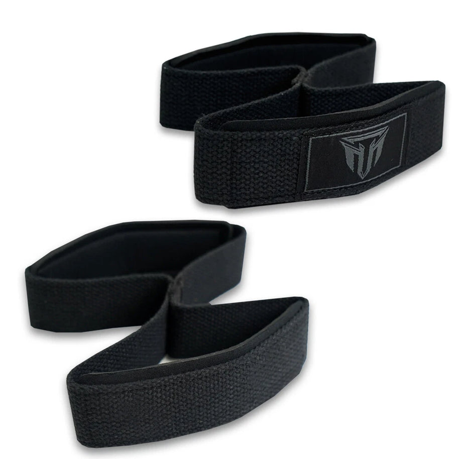 Weightlifting Wrist Strap Figure eight 8 Padded Cuff Gym Deadlift Double Loop MT