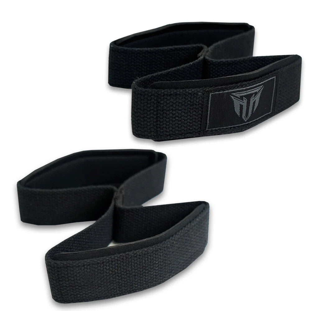 Weightlifting Wrist Strap Figure eight 8 Padded Cuff Gym Deadlift Double Loop MT