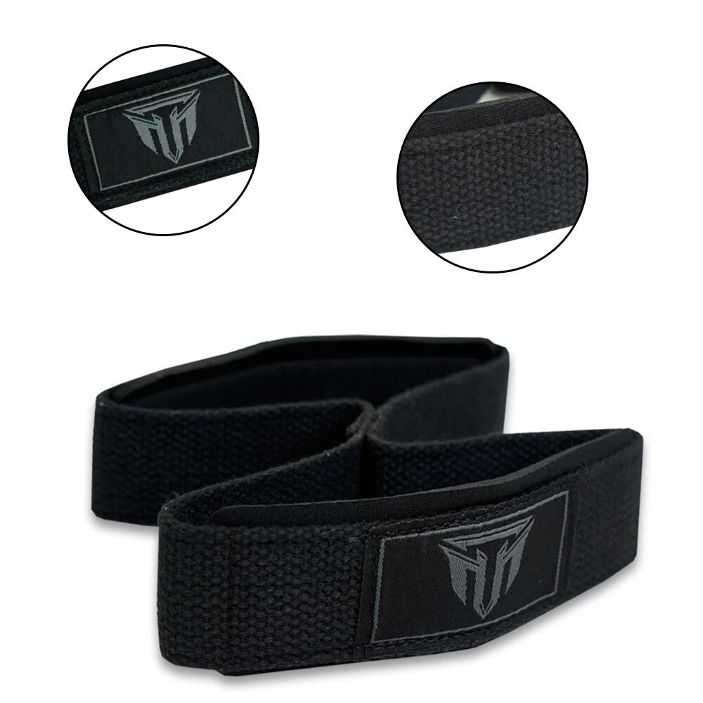 Weightlifting Wrist Strap Figure eight 8 Padded Cuff Gym Deadlift Double Loop MT