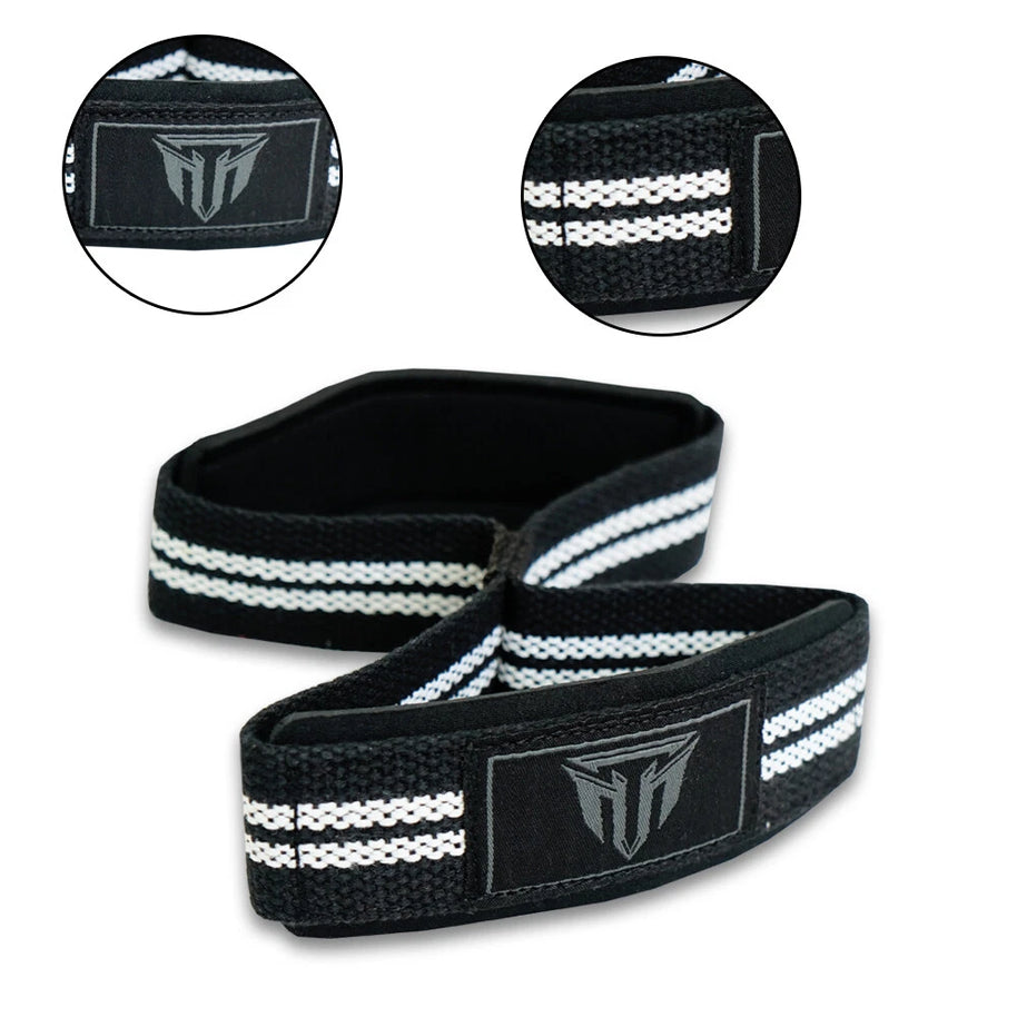 Weightlifting Wrist Strap Figure eight 8 Padded Cuff Gym Deadlift Double Loop MT